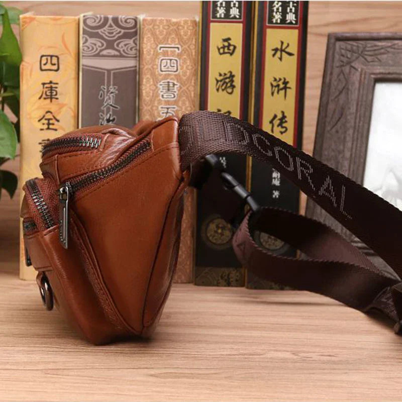 Echt koeienhuid leren heuptas voor heren grote capaciteit reistas crossbody tas
