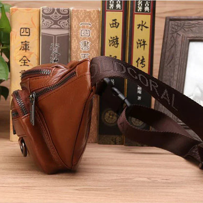 Echt koeienhuid leren heuptas voor heren grote capaciteit reistas crossbody tas