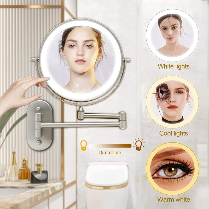 GlamGlow LED make-up spiegel – vergrotende kaptafelspiegel met dimbare touchverlichting en 360° rotatie