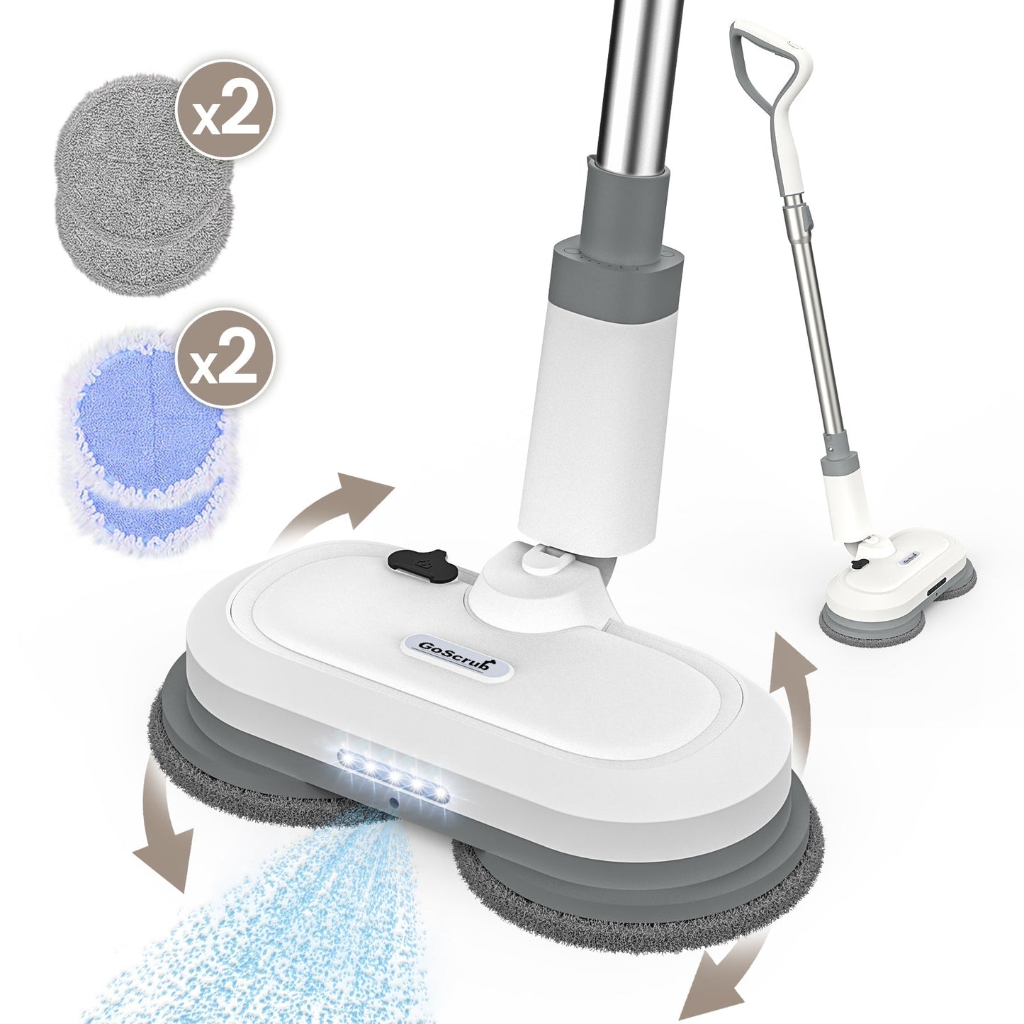 GlidePro snoerloze slimme mop met sprayfunctie en herbruikbare pads voor moeiteloos vloerreiniging