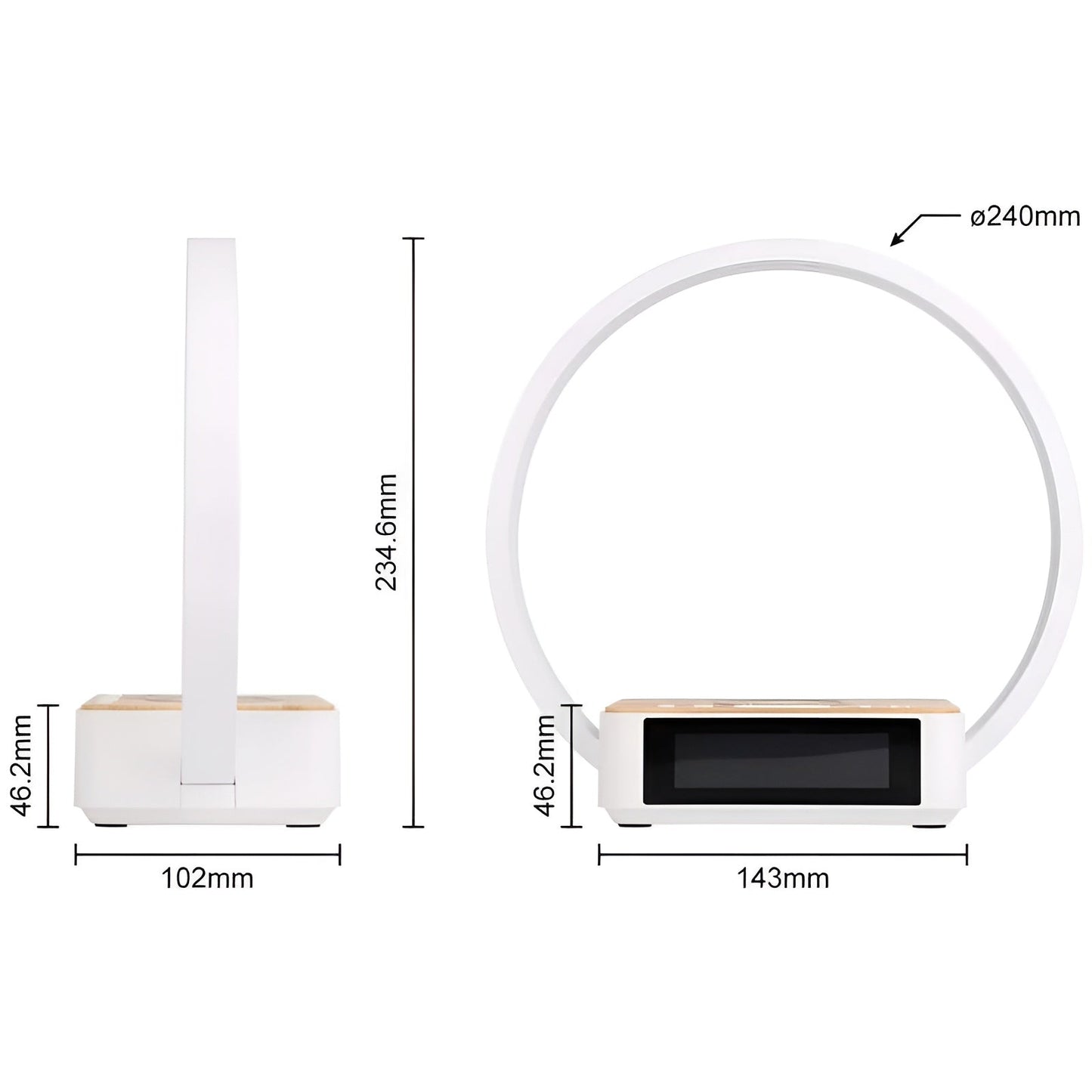 GlowMax 3-in-1 LED tafellamp met draadloze oplader, wekker en touchbediening