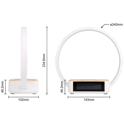 GlowMax 3-in-1 LED tafellamp met draadloze oplader, wekker en touchbediening