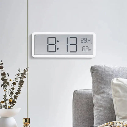 GlowTime digitale LED-wandklok met temperatuur- en vochtigheidsweergave