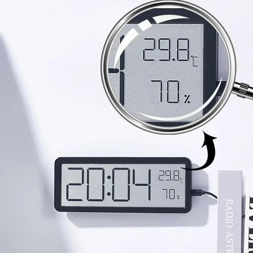 GlowTime digitale LED-wandklok met temperatuur- en vochtigheidsweergave