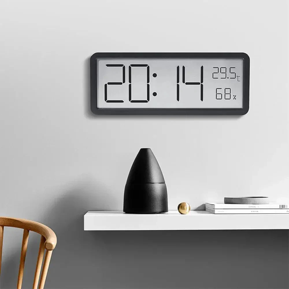 GlowTime digitale LED-wandklok met temperatuur- en vochtigheidsweergave
