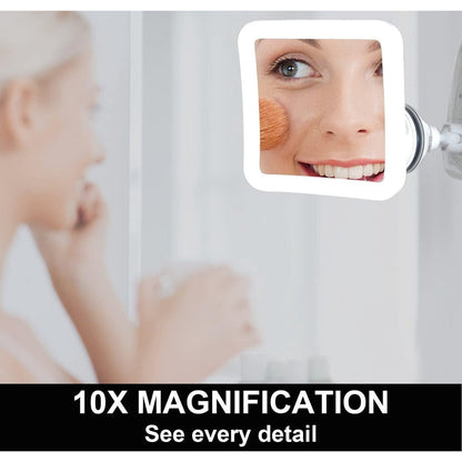 GlowView 10X LED Vergrotende Spiegel – Draagbare Make-up Spiegel met Zuignap