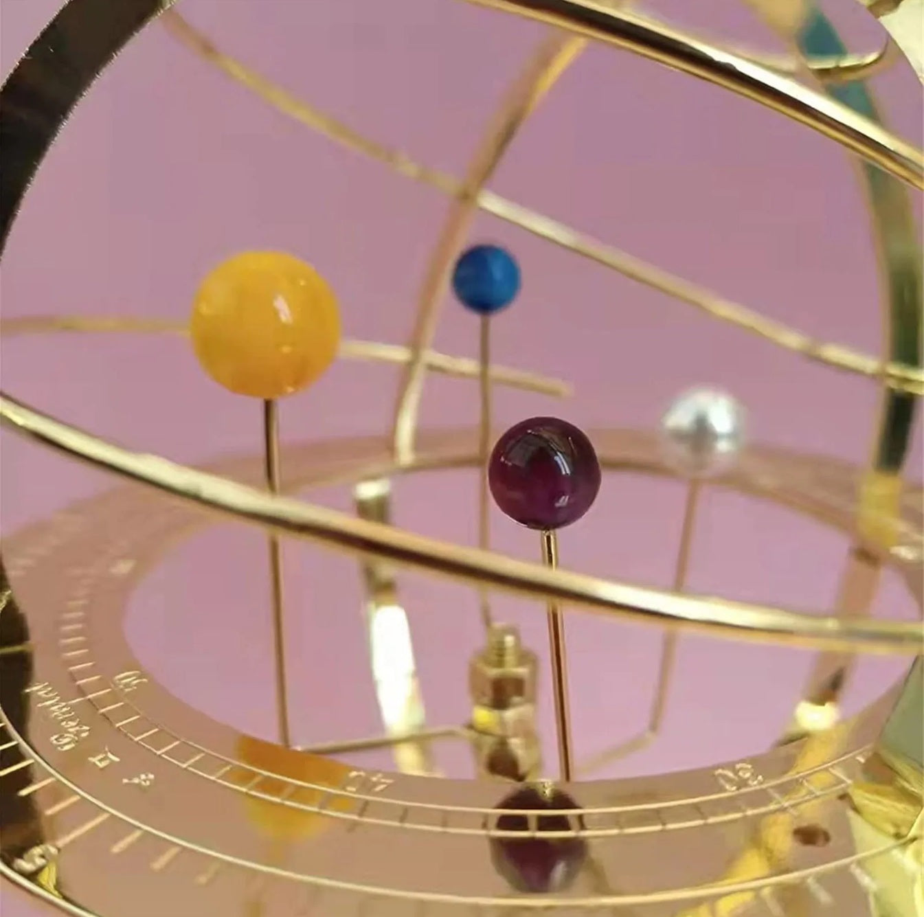 Grand Orrery Zonnestelselmodel Handgemaakt Messing Planeetdisplay