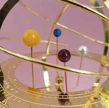 Grand Orrery Zonnestelselmodel Handgemaakt Messing Planeetdisplay