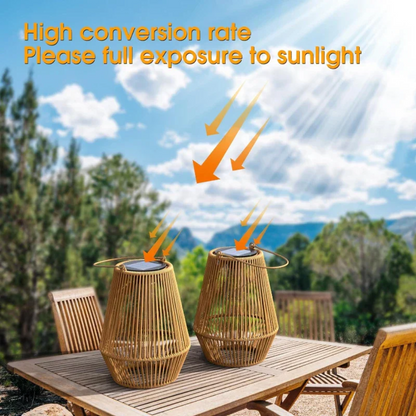 Handgeweven solar tuinlantaarn met waterdichte LED buitenverlichting