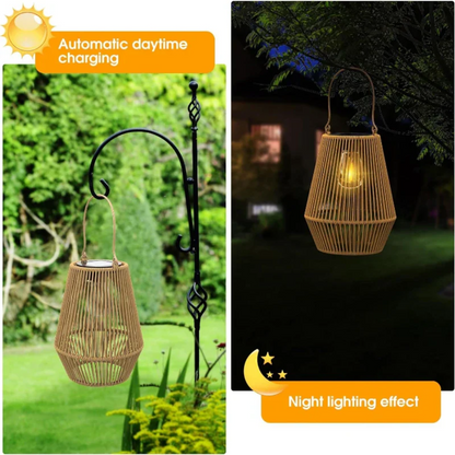 Handgeweven solar tuinlantaarn met waterdichte LED buitenverlichting