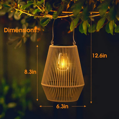 Handgeweven solar tuinlantaarn met waterdichte LED buitenverlichting