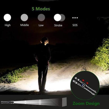Hoogvermogen Oplaadbare LED Zaklamp met Waterdicht Ontwerp