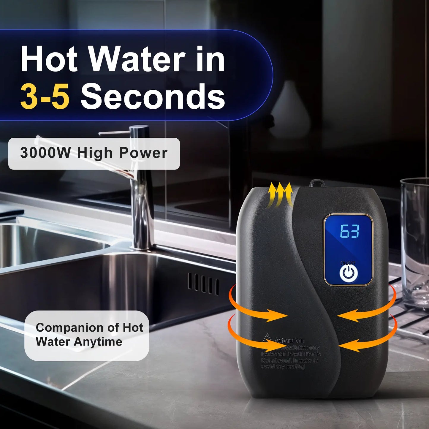 Instant tankloze waterverwarmer compact warmwater op aanvraag systeem