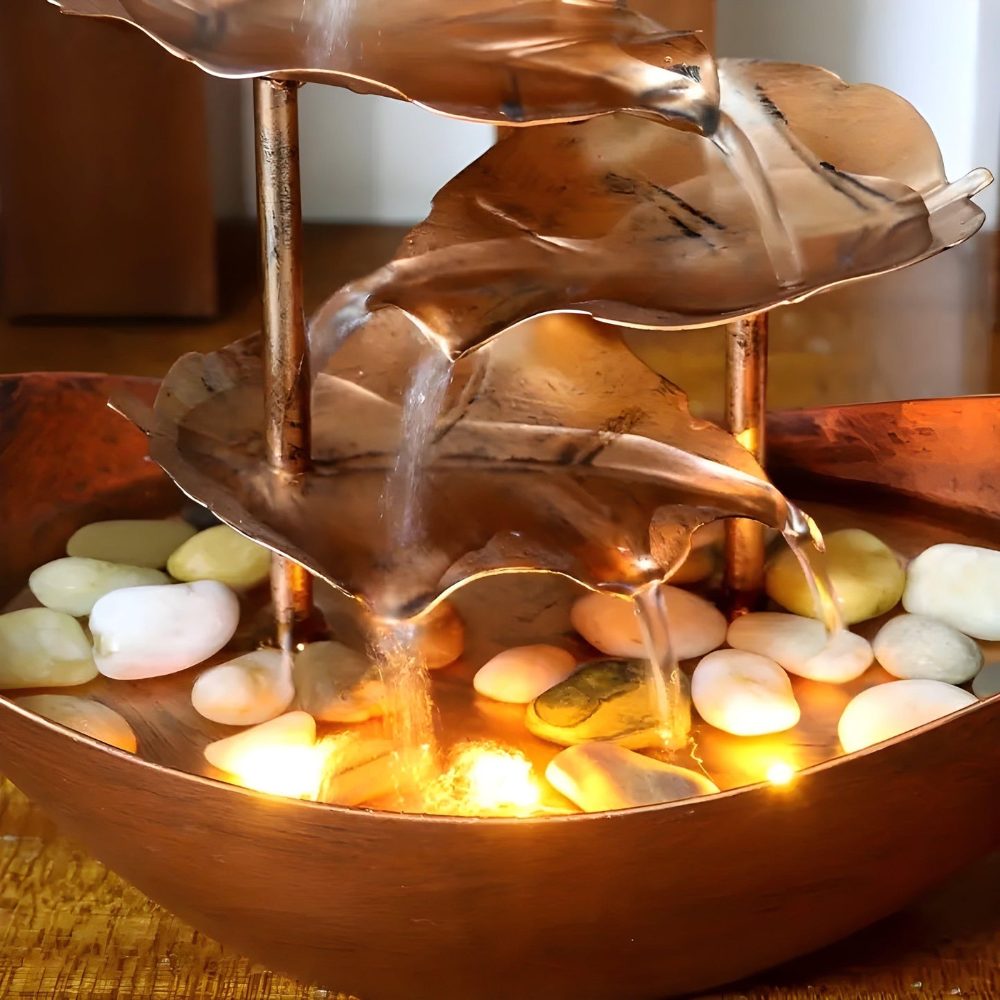 IronLeaf tafelbladfontein vintage LED waterornament voor thuis en kantoor
