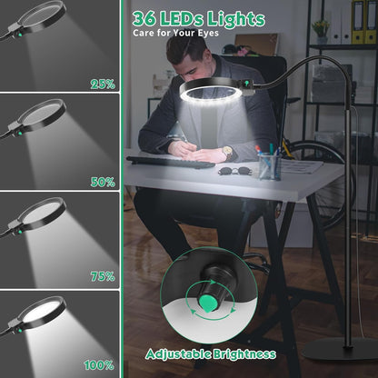 LED vergrootglas met verstelbare standaard voor lezen, knutselen en gedetailleerd werk