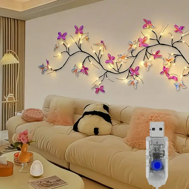 LED Wilgentak Sfeerverlichting Boom met Vlinderdecoratie