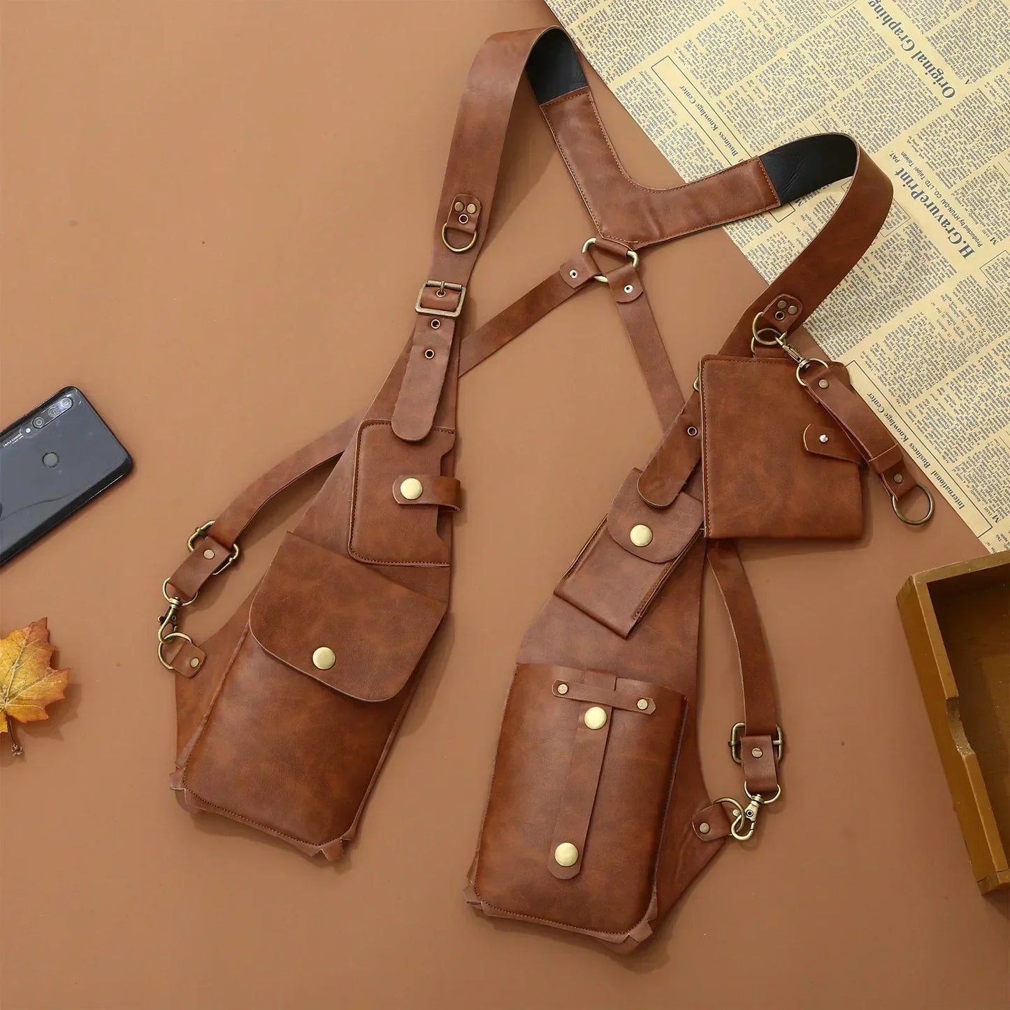 Leren Anti-Diefstal Schouderholster Tas – Veilige Crossbody Harnas