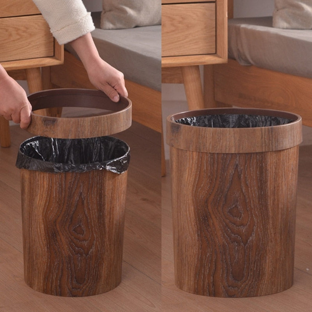LignoBin Scandinavische afvalbak met houten effect 8L