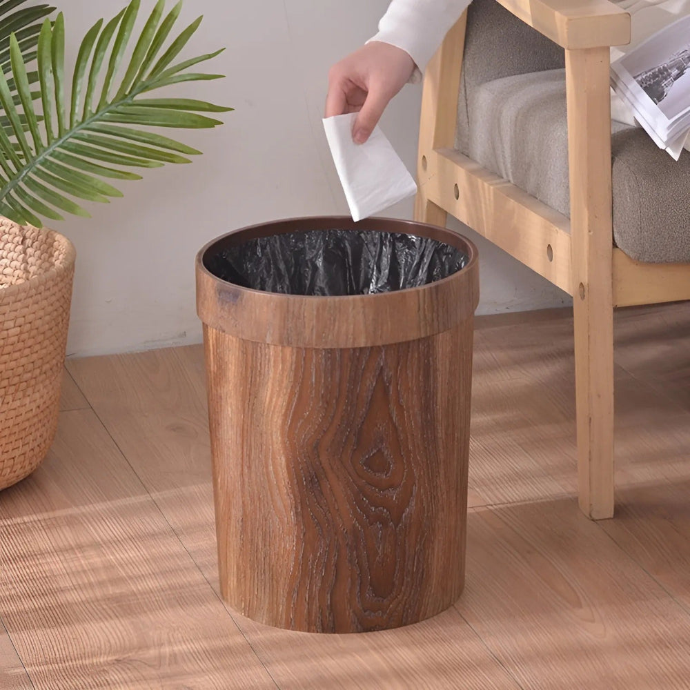 LignoBin Scandinavische afvalbak met houten effect 8L