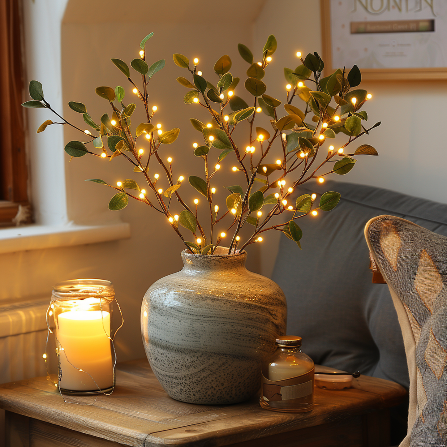 LumiVista olijftak LED-snoerverlichting 70cm warm wit decoratief licht
