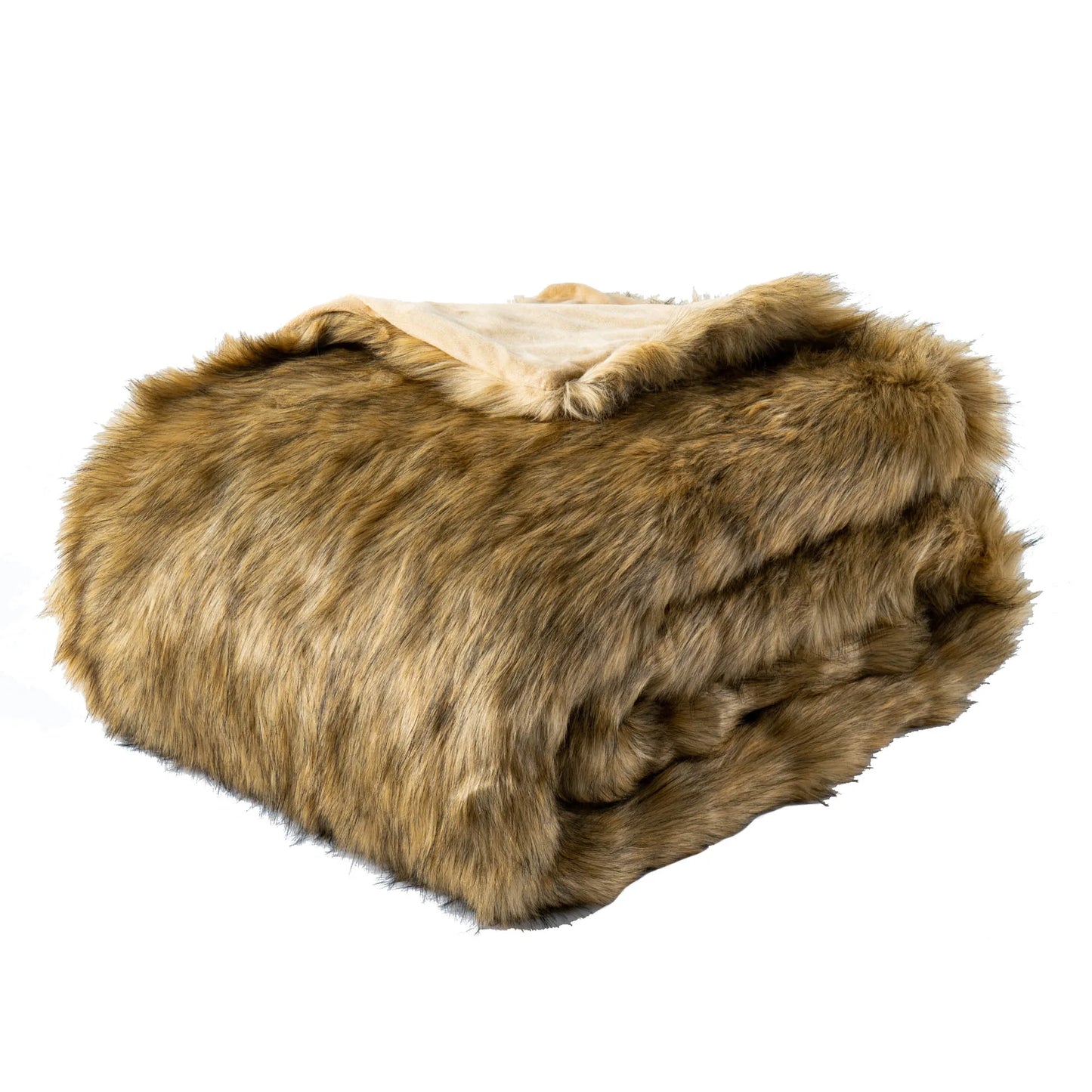 Luxe nepvossenbont plaid met ultra zachte pluche uitstraling en elegant woondecor design