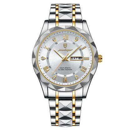 Luxe herenhorloge met roestvrijstalen band en luminieuze display