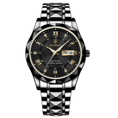 Luxe herenhorloge met roestvrijstalen band en luminieuze display