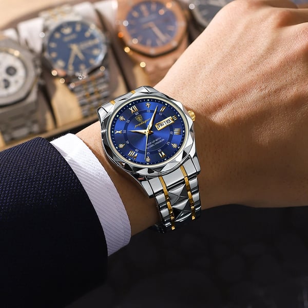 Luxe herenhorloge met roestvrijstalen band en luminieuze display