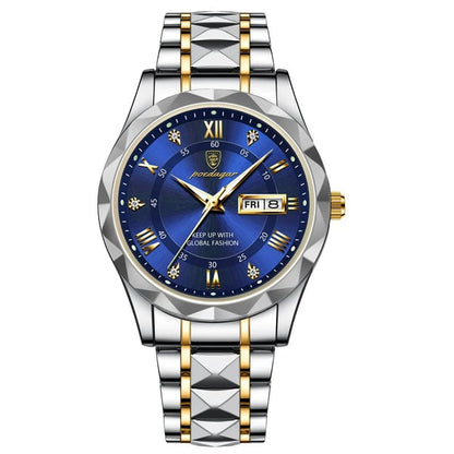 Luxe herenhorloge met roestvrijstalen band en luminieuze display