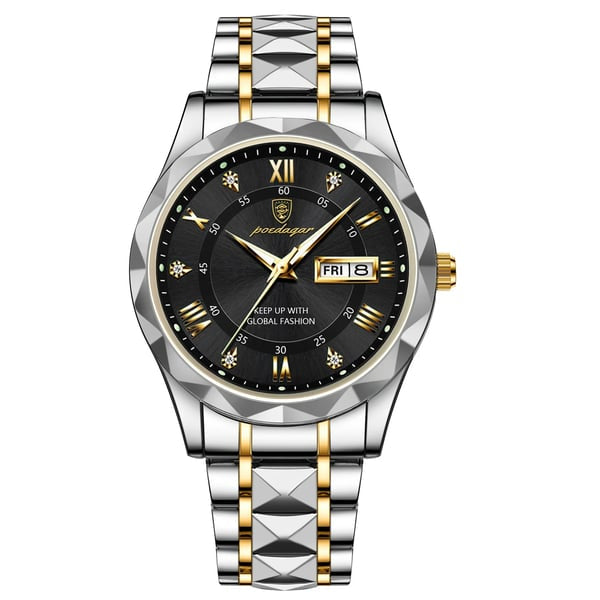 Luxe herenhorloge met roestvrijstalen band en luminieuze display