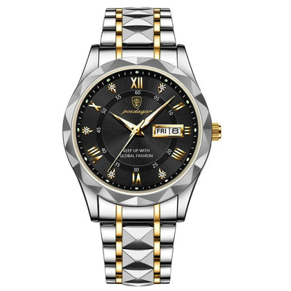 Luxe herenhorloge met roestvrijstalen band en luminieuze display