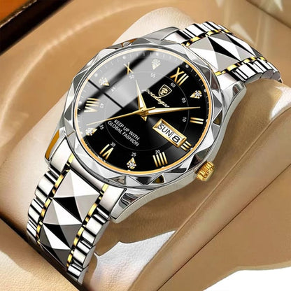 Luxe herenhorloge met roestvrijstalen band en luminieuze display
