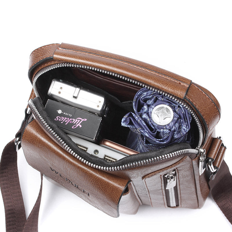 Luxe PU leren schoudertas voor heren crossbody schoudertas