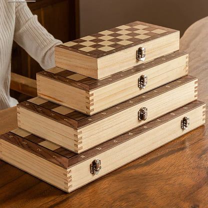 Luxe houten magnetisch schaakspel met opvouwbaar bord voor reizen en klassiek spel