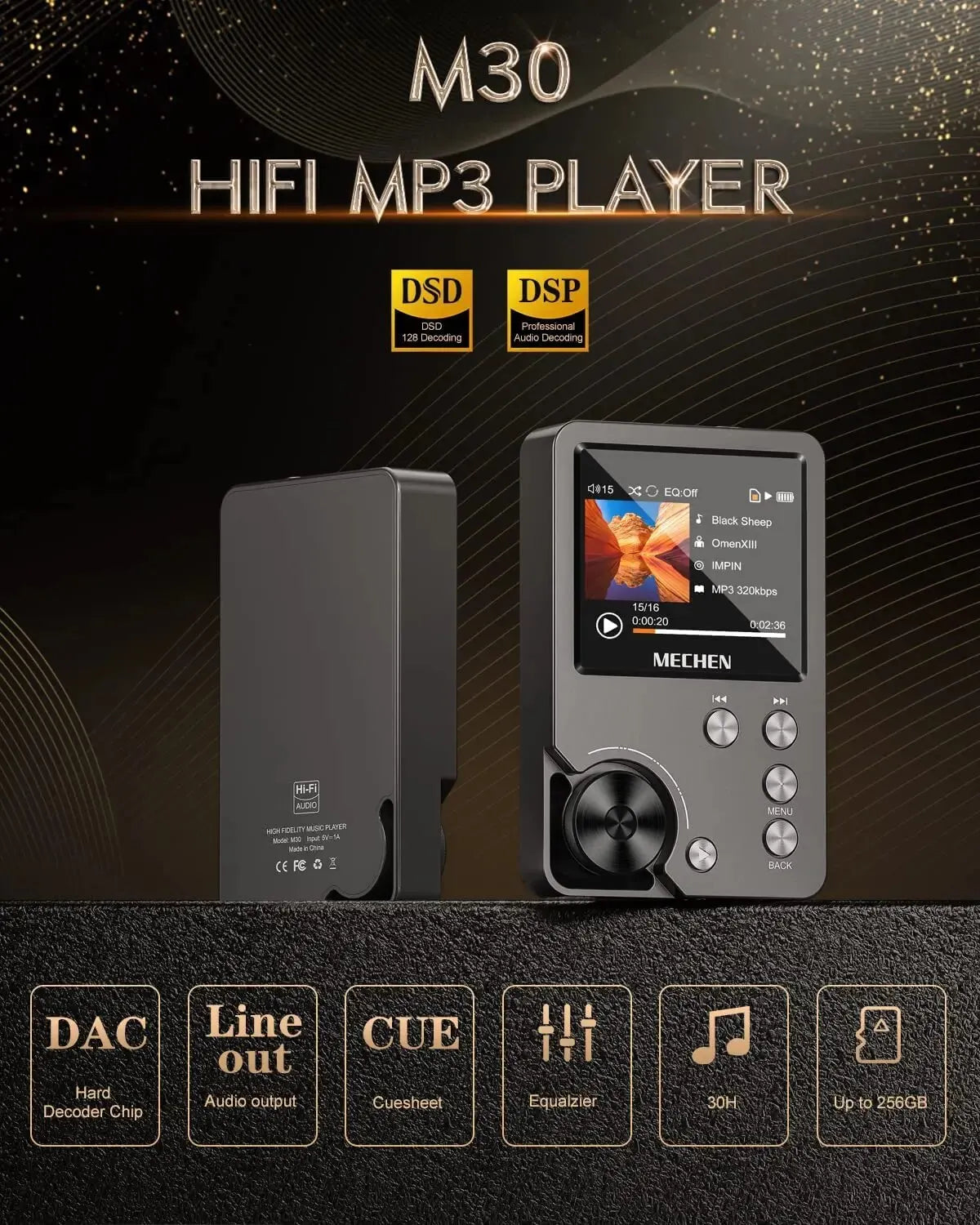 HiFi MP3-speler met 64GB geheugenkaart draagbare lossless muziekspeler