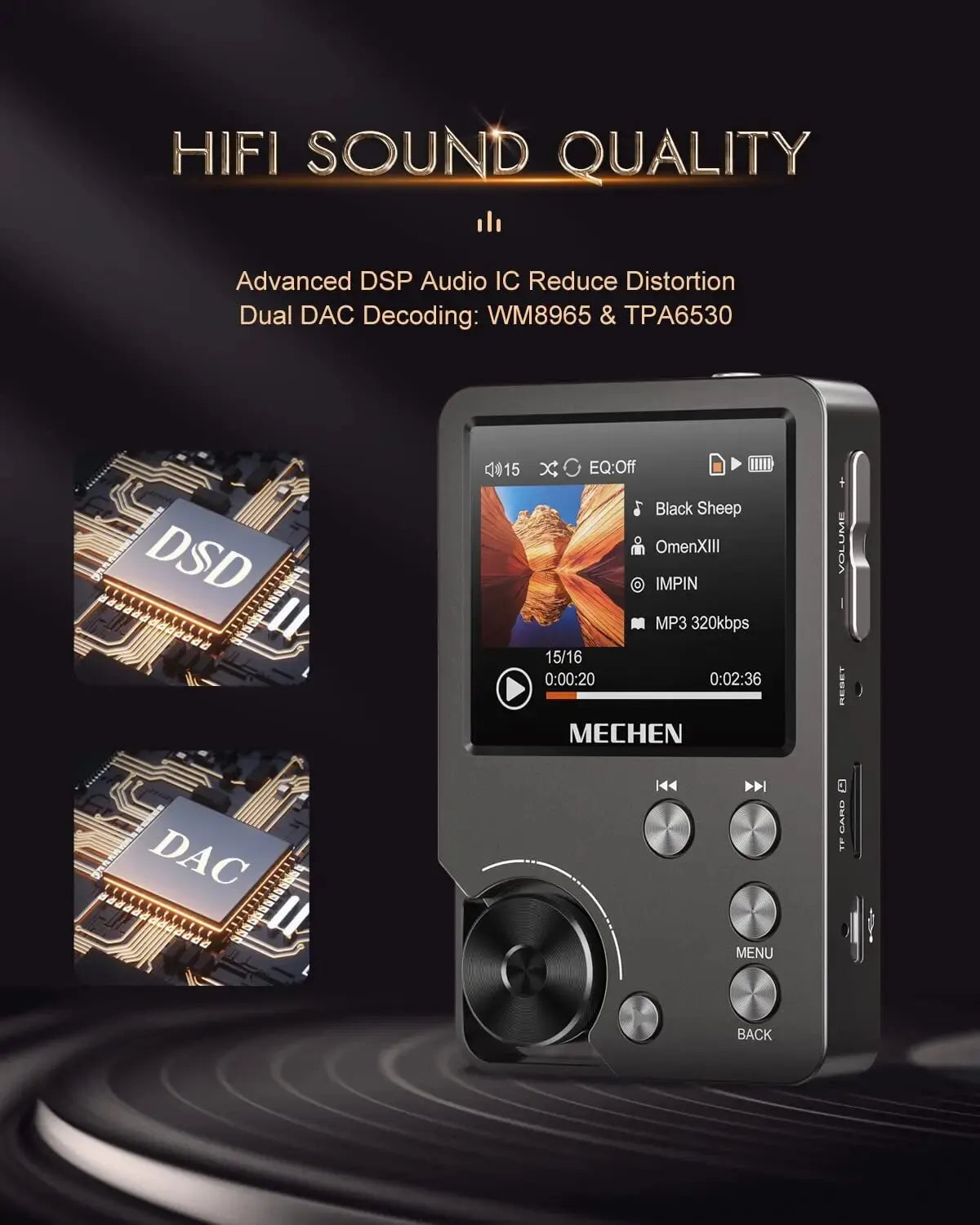 HiFi MP3-speler met 64GB geheugenkaart draagbare lossless muziekspeler