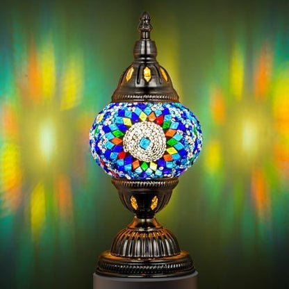 Marrakech mozaïek glazen tafellamp handgemaakt bronzen voet