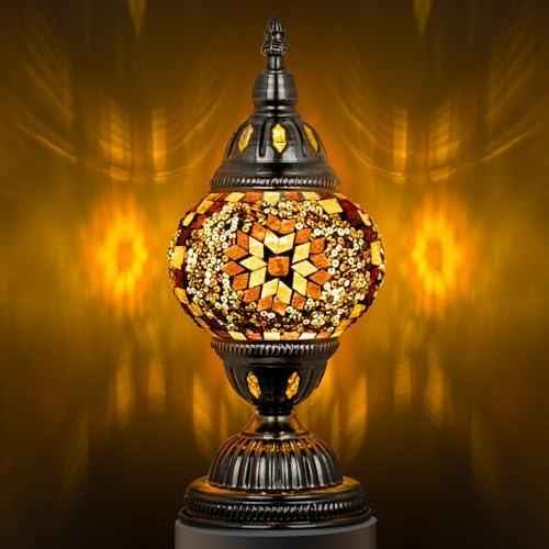 Marrakech mozaïek glazen tafellamp handgemaakt bronzen voet