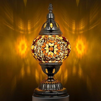 Marrakech mozaïek glazen tafellamp handgemaakt bronzen voet