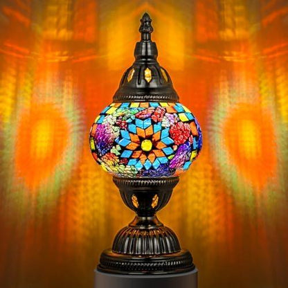 Marrakech mozaïek glazen tafellamp handgemaakt bronzen voet