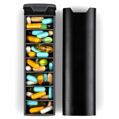 MediEase wekelijkse pillendoos houten aluminium pillendoosje