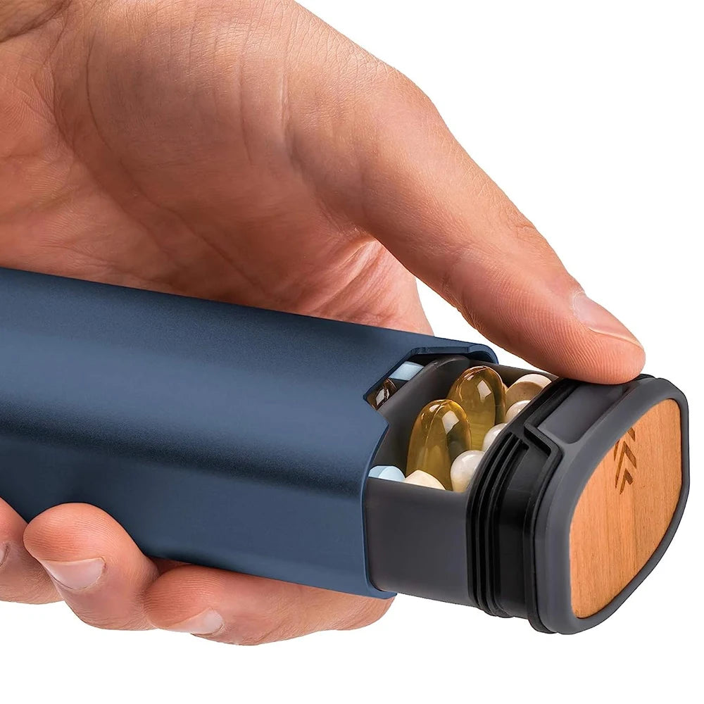 MediEase wekelijkse pillendoos houten aluminium pillendoosje