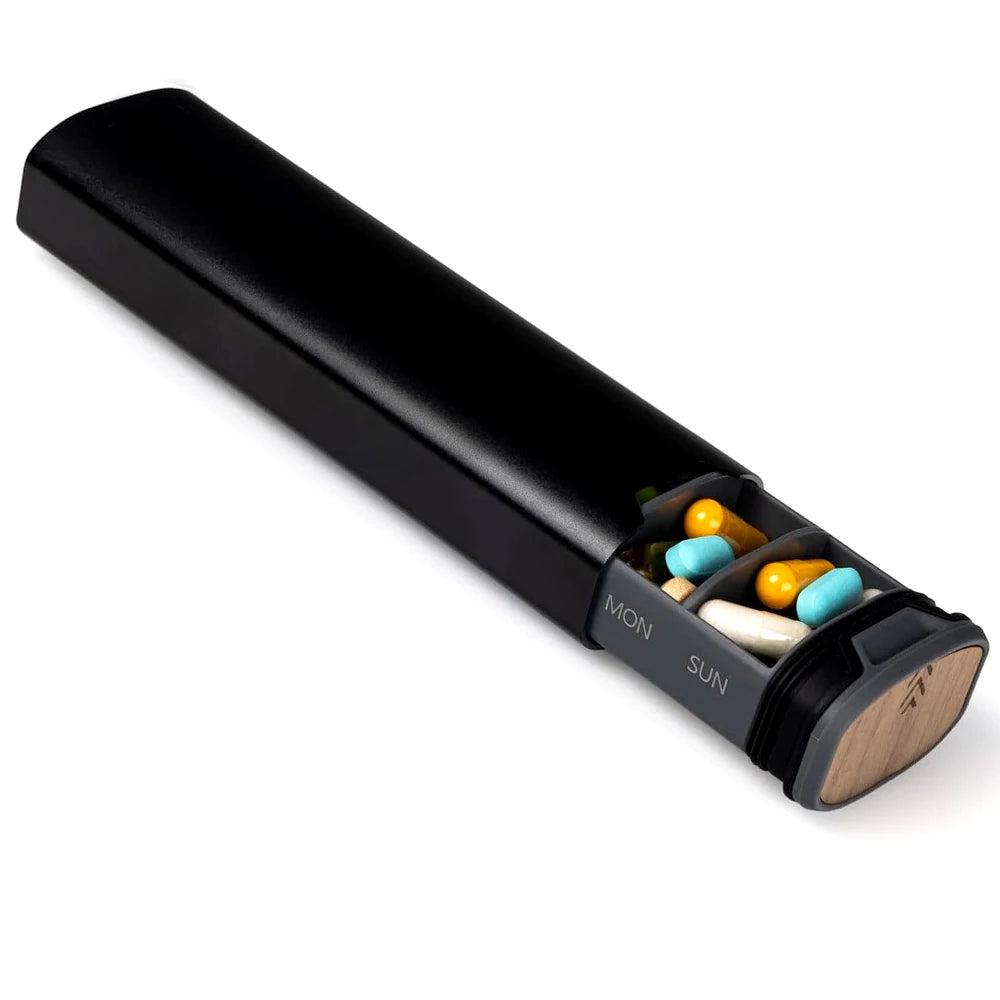 MediEase wekelijkse pillendoos houten aluminium pillendoosje