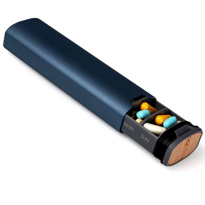 MediEase wekelijkse pillendoos houten aluminium pillendoosje