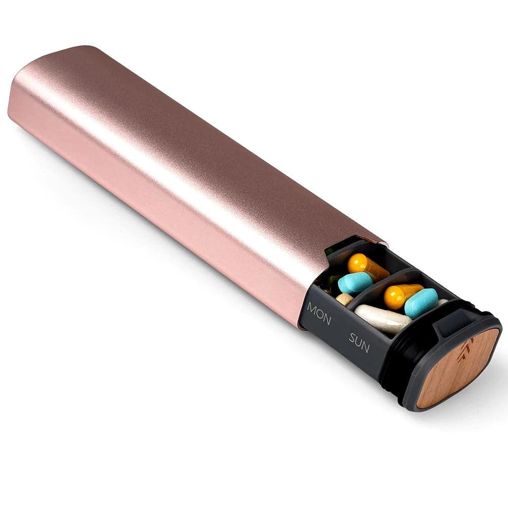 MediEase wekelijkse pillendoos houten aluminium pillendoosje