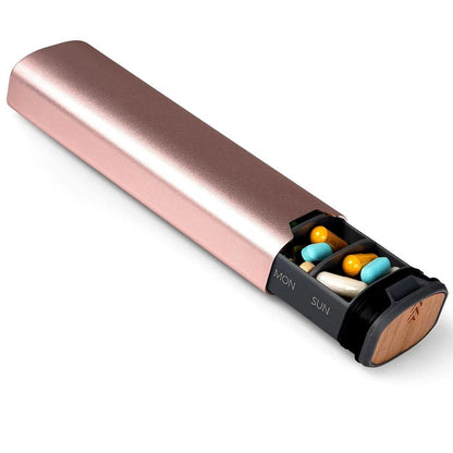 MediEase wekelijkse pillendoos houten aluminium pillendoosje