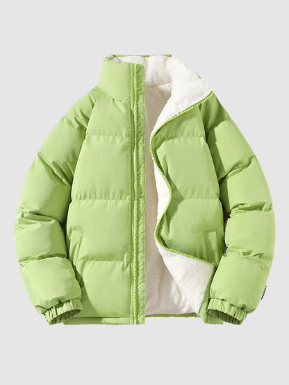 Heren Fleece Gevoerde Gewatteerde Jas Warme Lichtgewicht Winterbuitenkleding