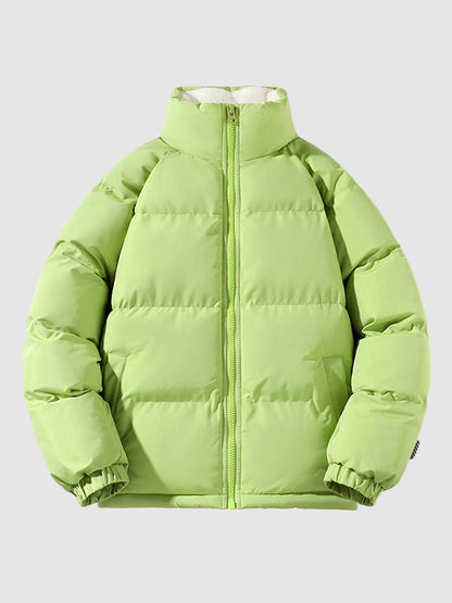 Heren Fleece Gevoerde Gewatteerde Jas Warme Lichtgewicht Winterbuitenkleding