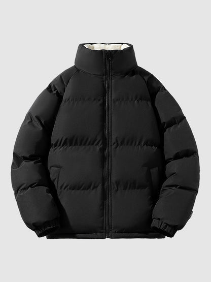 Heren Fleece Gevoerde Gewatteerde Jas Warme Lichtgewicht Winterbuitenkleding