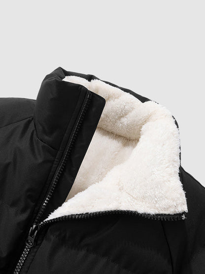 Heren Fleece Gevoerde Gewatteerde Jas Warme Lichtgewicht Winterbuitenkleding